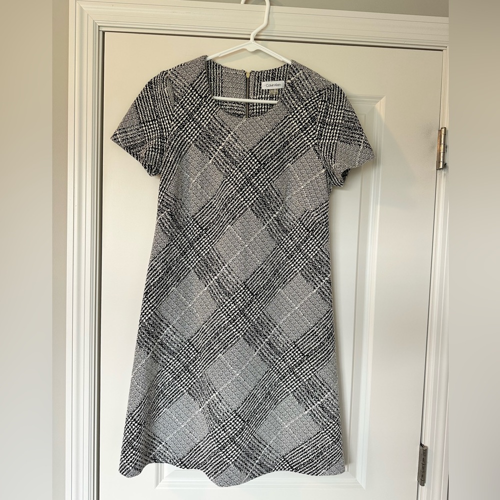 Calvin Klein Classic Plaid Cross Box Short Sleeve Shift Dress Size 10